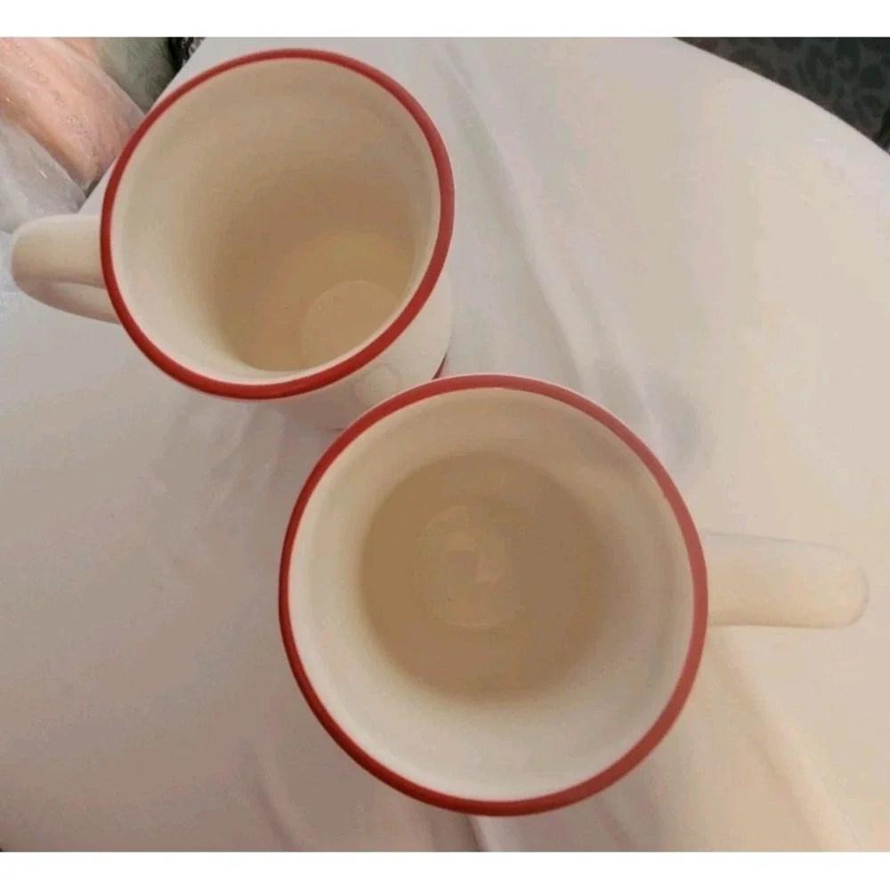 Williams‎ Sonoma Discontinued Snowmen Chef Mug Set of 2 Red Apron Coffee Cups